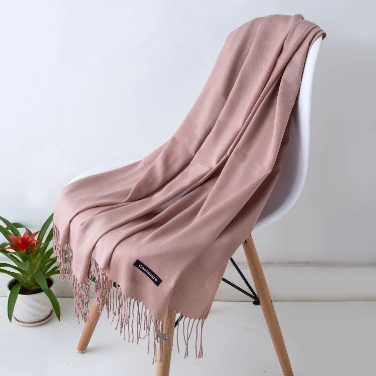 Desgine Brand Solid Women Cashmere Scarf Autumn Winter Warm Shawls Wraps 2024Men's Pashmina Tassels Scarves Female Foulard Mujer