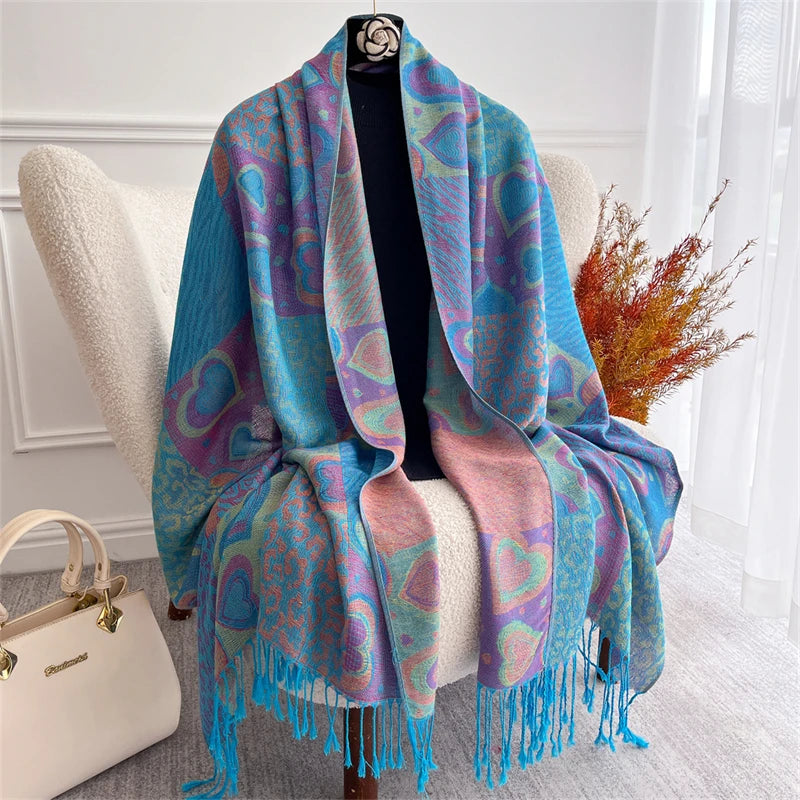 Bohemian Autumn Scarf Cashmere Women Jacquard Pashmina Design Floral Female Thick Blanket Soft Bufanda Warm Shawl Poncho Stole