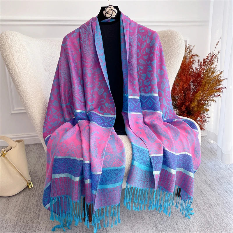 Bohemian Autumn Scarf Cashmere Women Jacquard Pashmina Design Floral Female Thick Blanket Soft Bufanda Warm Shawl Poncho Stole