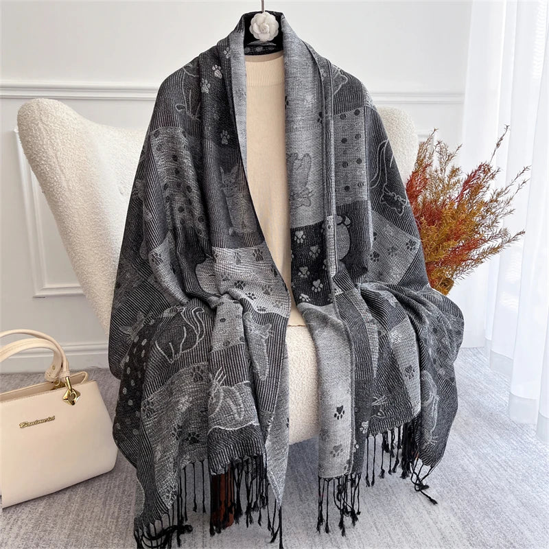 Bohemian Autumn Scarf Cashmere Women Jacquard Pashmina Design Floral Female Thick Blanket Soft Bufanda Warm Shawl Poncho Stole