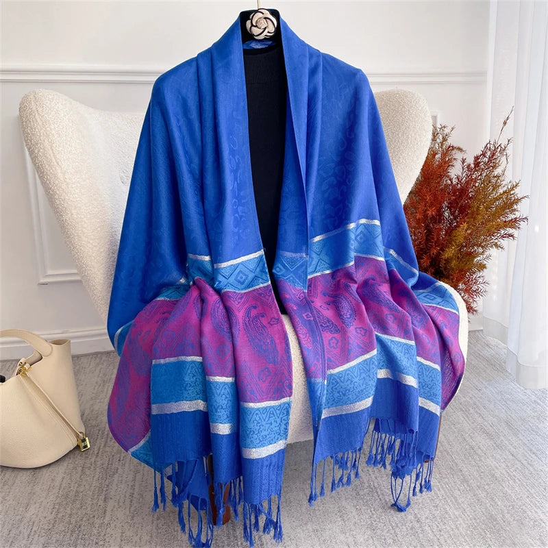 Bohemian Autumn Scarf Cashmere Women Jacquard Pashmina Design Floral Female Thick Blanket Soft Bufanda Warm Shawl Poncho Stole